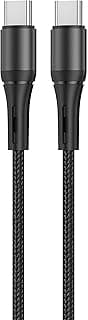 كابل GP-C49 من منفذ USB-نوع سي إلى USB-نوع سي (نايلون مضفر - 65 وات)، لسلسلة آيفون 15/16/17 وآيباد برو وأجهزة ماك بوك بمنفذ USB-نوع سي وسامسونج جالاكسي وبيكسل والتابلت من جي-باور بطول 1 م - أسود