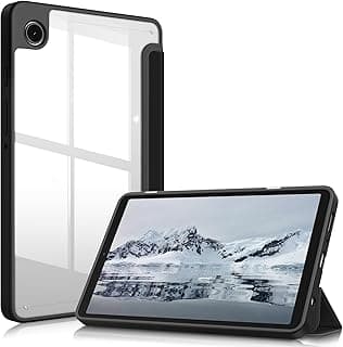 جراب هجين نحيف لـ سامسونج Galaxy Tab A9 مقاس 8.7 بوصة موديل 2023 (SM-X110/X115/X117)، غطاء مضاد للصدمات مع ظهر شفاف، أسود