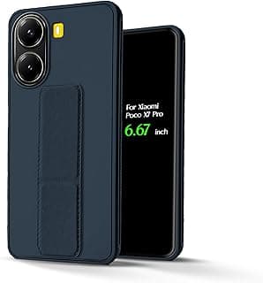 For Xiaomi Poco X7 Pro Silicone Back Case with Leather Handle Wrist Strap,Kickstand Back Feature Landscape and Portrait, Magnetic Holder Compatible Xiaomi Poco X7 Pro (6.67") (Navy)