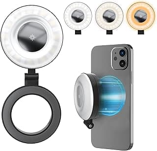 Selfie Light for Phone，Rechargeable Magnetic Fill Light, Adjusted 3 Light Modes 180° Flip Ring Light for Makeup, Video, TikTok, Vlog, Travel Photography, Compatible with iPhone and Android