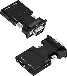 محول FENTICO من VGA إلى HDMI مع صوت، محول فيديو نشط VGA ذكر إلى HDMI أنثى بدقة 1080p للكمبيوتر، اللابتوب، وجهاز العرض