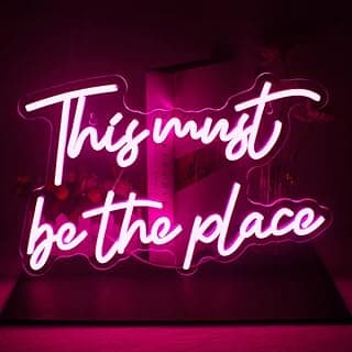 لوحة نيون مضيئة 'This Must Be The Place' - مقاس 16.5 بوصة × 10.6 بوصة، لوحة أكريليك LED للزينة والحفلات