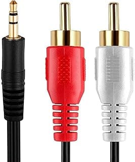 كابل صوت وفيديو ECVV مقاس 3.5 ملم الى 2 RCA ذكر