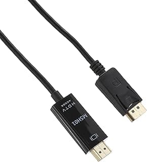 كابل محول من منفذ عرض DP إلى HDMI بطول 1.8 متر، يدعم دقة HD 1080P/2K/4K، كابل محول فيديو عالي الدقة للكمبيوتر واللاب توب وجهاز عرض تلفزيون عالي الدقة وبلاي ستيشن 4 والشاشات بمنفذ HDMI الأخرى، أسود