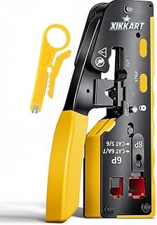 أداة كبس كابلات شبكة XIKKART® Cat7 RJ45 | أداة احترافية لتقشير وكبس كابلات الشبكة LAN لـ Cat7, Cat6A, Cat6, Cat5e