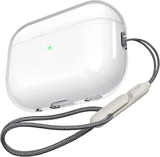 Mouyou Transparent AirPods Pro 2 Case 2022, Transparent Case for Apple AirPods Pro 2 Gen TPC Protective Case with Lanyard, Shockproof LED Visible Wireless Charging Cover for AirPods Pro 2 - Clear