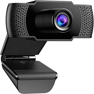 كاميرا ويب 1080P للكمبيوتر من جيه بي نيو، FHD بمنفذ USB مع ميكروفون بخاصية إلغاء الضوضاء، تصحيح تلقائي للضوء، سهلة التوصيل والتشغيل، للبث المباشر والمكالمات والدراسة واللعب، أسود