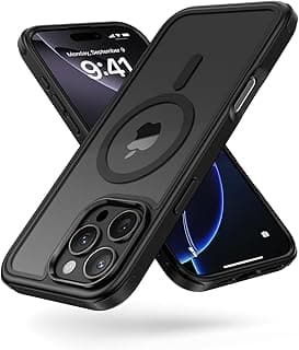 MobNano for iPhone 16 Pro Max Case, Compatible with MagSafe, Crystal Clear Case with Magnetic Ring, Multicolor Protective Shockproof Bumpers, Not Yellowing Slim Cover for Men Women - Black