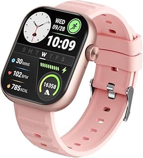 O20B (2.4") LCD Display Smart Watch, 480 Nits Brightness, 7 Days Battery Life, Heart Rate & Blood Oxygen Monitoring,12 months warranty, IP68 Waterproof with Multisport Modes (Rose Gold)