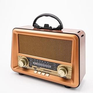 Stylish Wooden Wireless Radio, 3 Bands (AM-FM-SW), Supports Bluetooth, USB, TF Card, and TWS Technology, with AC Charging Input, Rechargeable Battery | RX-BT1006