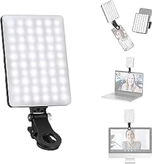 CAZADORA LED Selfie Light with 2000mAh Battery - Illuminate Your Content with 60 High-Power LEDs, Rechargeable, CRI 95+, 3 Light Modes, Portable Clip-On Light for Phone/Tablet/Laptop,TikTok Videos
