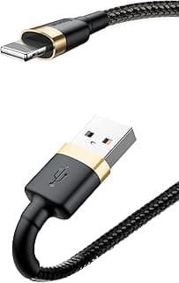 كابل Baseus Lightning USB لشحن ابل iPhone 11 Pro Max سريع 2A - 3 متر - اسود/ذهبي