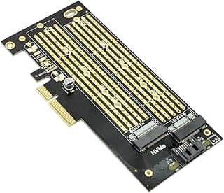 محول TD-1129PC M.2 PCIe مزدوج لتركيب أقراص SSD نوع M.2 NVME (M-Key) أو ساتا (B-Key) على فتحات PCI اكسبرس، يدعم سرعات PCIE 4.0 ومنفذ X4/X8/X16، مع غطاء فتحة PCI لتثبيت آمن وأداء فائق السرعة من توبو