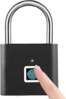 Smart Padlock - IP55 Waterproof Biometric Fingerprint Scanner USB Charging Keyless Entry Security Lock for Gym Office Home Garden Cabinet Use