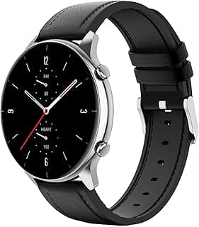 حزام جلد مقاس 20MM متوافق مع Samsung Gear Sport/Watch 7/6/5/4/5 Pro 45mm و 6/4 Classic/S2 classic/active 2 40mm 44mm/Amaz fit GTS 2/2e/GTS 3/3 Pro/GTS 4/GTS 2 Mini/3 Mini/4 Mini/Bip 3/3 Pro