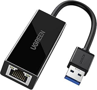 محول شبكة Ugreen من USB 3.0 إلى إيثرنت 10/100/1000 جيجابت متوافق مع نينتندو سويتش وماك بوك ولابتوب (cm209) - أسود