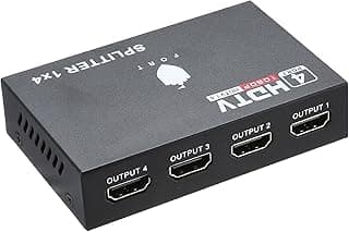محول مقسم HDMI صغير 4 منافذ 1x4 يدعم 3D HD 1.3 حتى 1080P 1 مدخل واحد 4 مخارج مضخم ومحول