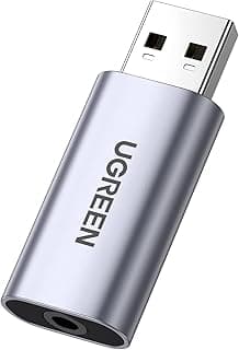 يو جرين كارت صوت USB، محول صوت USB إلى 3.5mm، كارت صوت خارجي من الألومنيوم، محول سماعة متوافق مع ويندوز، ماك، PS5، لينكس، PC، لابتوب، ديسكتوب، و Raspberry Pi 4