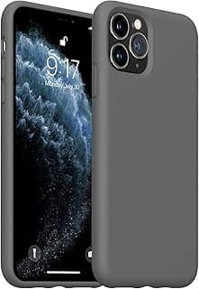 جراب سيليكون متوافق مع ابل iPhone 11 Pro (5.8 بوصة)، غطاء حماية كامل مضاد للصدمات ببطانة مايكروفايبر داخلية، مقاوم للخدش، نحيف (رمادي)