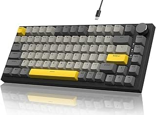 كيبورد جيمنج ميكانيكي سلكي Attack Shark ajazz AK820 بنسبة 75% مع هيكل CNC وقابل للتبديل السريع RGB وسويتشات Linear Moon للكمبيوتر/ويندوز/ماك - أسود/رمادي