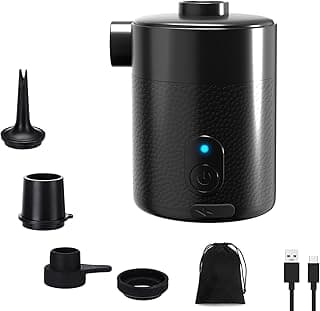 Portable Electric Air Pump for Inflatables, 4000 mAh Rechargeable Battery Air Pump for Airbed, 2-in-1Mini Vacuum Pump with 4 Air Nozzles and Storage Bag for Air Mattress, Pool - Black