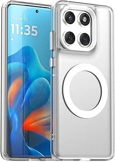 جراب هاتف مغناطيسي متوافق مع موتورولا Moto Edge 60 Fusion/Edge 60، جراب هجين PC و TPU مضاد للصدمات (أبيض)