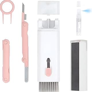 7-in-1 Cleaning Tools - Complete maintenance set with keyboard brush, earbud cleaner, flannel sponge, spray bottle, and keycap lifter for deep tech cleaning (pink)