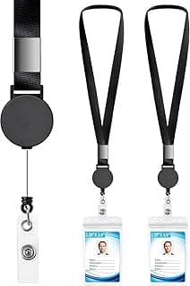 Dipelle PVC ID Card Holder with Black Retractable Lanyard & Snap Hook – Waterproof, Durable, Vertical Badge Holder, Unisex, 11.5x6.5 cm (3)