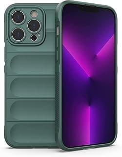 Pump Silicon Case Microfiber Lining with Camera Protection For Apple iPhone 13 Pro Max 6.7 Inch (Dark Green)