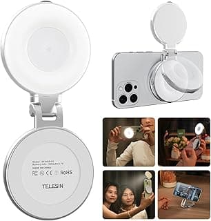 TELESIN° Magnetic Selfie Light for Phones, 360° Rotation LED Fill Light Compatible with Magsafe, LED Selfie Ring Light with Sticky Ring for Selfies/Photography/TikTok/Zoom Calls/Video Conference