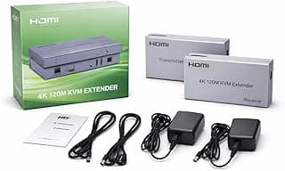 Extender 4K 120M HDMI KVM Extender by RJ45 Ethernet Cat5e Cat6 Cable Converter TX RX Support USB Mouse Keyboard Extension Touch Screen