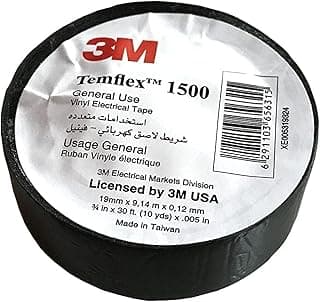 3M Tem-Flex 1500 Vinyl Electrical Insulating Tape (Black 19mm x 9.14m x 0.12mm)