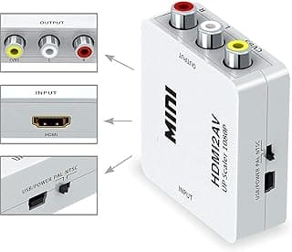 محول صوت فيديو مركب HDMI 2AV الى AV 3RCA CVBs ابيض 1080P من جينيريك