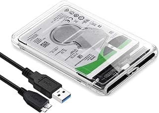 حافظة لمحول ساتا إلى منفذ USB 3.0 بدون أدوات، 6.3 سم، مؤشر LED شفاف 7 ملم/9.5 ملم ساتا I/II/III/III/SSD/HDD لنقل البيانات للكمبيوتر واللابتوب [يدعم UASP] [خاصية النوم التلقائي] من تي تيرسيلي