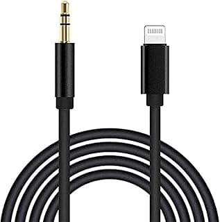 محول AUX للسيارة إلى كابل 3.5mm، سلك AUX يعمل مع ستيريو السيارة/السماعات (أسود)