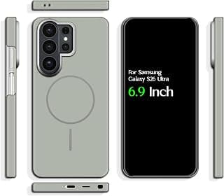 For Samsung Galaxy S26 Ultra PC Hard Slim Fit Back Cover, Supports Wireless Charging and Camera Hard Frame Protector Compatible With Samsung Galaxy S26 Ultra (6.9") (Matte Gray)