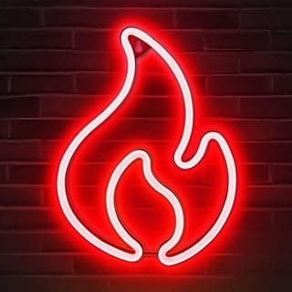 لوحة نيون BPA Flame، إضاءة نيون حمراء تعمل بـ USB مع مفتاح تشغيل/إيقاف، لوحة إضاءة LED على شكل لهب لتزيين الحوائط، إضاءة نيون لغرف النوم وغرف الجيمرز
