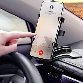 حامل موبايل للسيارة قابل للدوران 360 درجة، حامل موبايل بمشبك للسيارة مناسب للهواتف الذكية مقاس 4 الى 7 بوصة