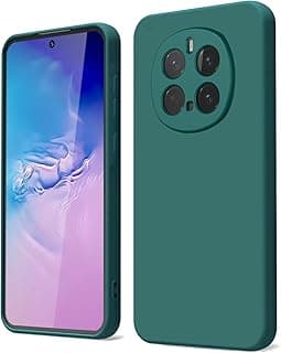 جراب سيليكون ناعم لحماية الكاميرا مع بطانة مايكروفايبر لهاتف Honor Magic 7 Pro 5G - أخضر غامق