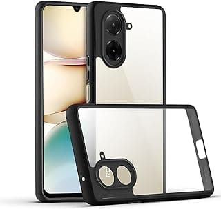 جراب متوافق مع شاومي Redmi A5 4G / Poco C71 شفاف، مضاد للصدمات بمعايير عسكرية، مضاد للاصفرار، جراب حماية نحيف مع حماية للكاميرا (أسود)