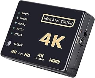 5 منافذ 4K HDMI محول مقسم موزع موزع مقسم الأشعة تحت الحمراء ثلاثي الابعاد لتلفزيون HD 1080P