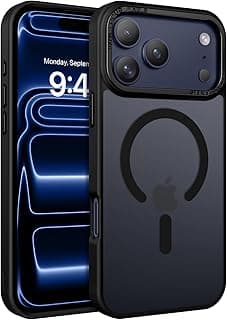 GaoBao Magnetic for iPhone 17 Pro Case, [Compatible with Magsafe] [16FT Military Grade Protection] Slim Translucent Matte Soft Shockproof Phone Case Cover for Apple iPhone 17 Pro 6.3'', Black