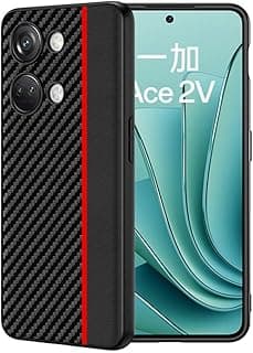 جراب متوافق مع ون بلس ايس 2V 5G / نورد 3 5G، - غطاء حماية متين مقاوم للصدمات - غطاء فائق الجودة مقاوم للانزلاق - غطاء واقي مضاد للخدش مع حماية فائقة للكاميرا - اسود مع خط احمر