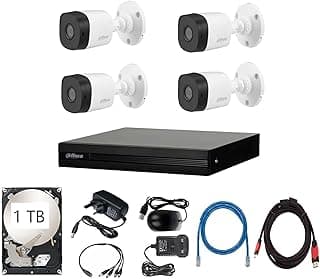 كاميرات مراقبة خارجية 4 قنوات 1 تيرا من داهوا 4 كاميرات CCTV عالية الدقة HD 1080 بكسل، نظام الامان P4 بخاصية الرؤية الليلية ومقاومة الماء، تعمل بتطبيق iOS واندرويد/ كاميرا مراقبة (CCTV P4)