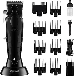 KEMEI Black Hair Clippers for Men， Adjustable Blade Cordless Clipper Professional Barber Clippers， USB Rechargeable Wireless Haircut Clippers km-2296