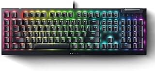 كيبورد ريزر سلكي بلاك ويدو V4 X ميكانيكي مع إضاءة RGB و مفاتيح قابلة للبرمجة باللون الأسود متوافق مع الكمبيوتر بتصميم عربي