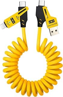4 in 1 USB C Charging Cable 65W Fast Charging Cable,USB C to Type C to Li-tning Charger Chord for iPhone iPad MacBook Samsung,480Bmps High-Speed Data Transfer,Rebound Tidy Multi Charger Cord Combo