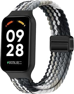 استيك نايلون مجدول متوافق مع Redmi Smart Band 2 / شاومي Smart Band 8 Active، استيك مغناطيسي مرن ناعم وجيد التهوية للرجال والنساء