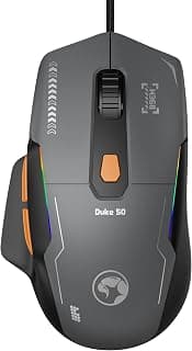 DUKE 50 RGB Gaming Mouse – 12,800 DPI Optical Sensor, 1000Hz Polling Rate, 6 Programmable Buttons, Lightweight 68g Design & Braided Cable