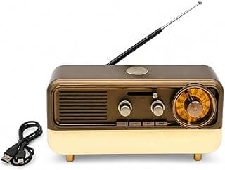 سبيكر راديو بلوتوث ريترو – إضاءة RGB، شحن USB-C، AM/FM/SW، مشغل USB/TF MP3 | MD-1314BT (ذهبي)